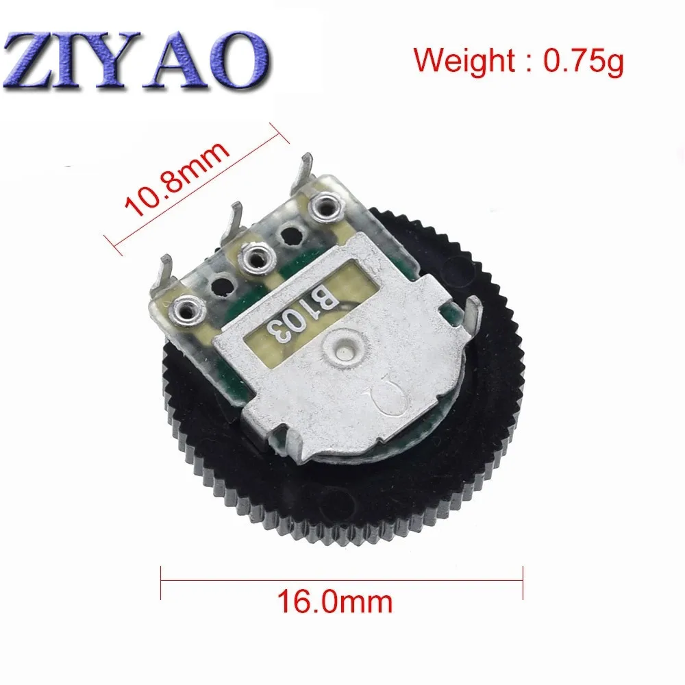 10PCS B103 16x2mm 10K Ohm Double Dial Taper Volume Wheel Duplex Potentiometer Z07 Drop ship