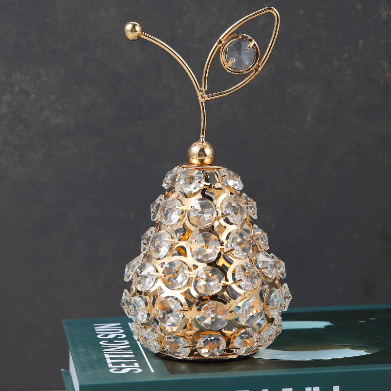 Gold Crystal Home Decoration, Creative Apple, pineapple, pear, Fruit, Living Room, Crafts