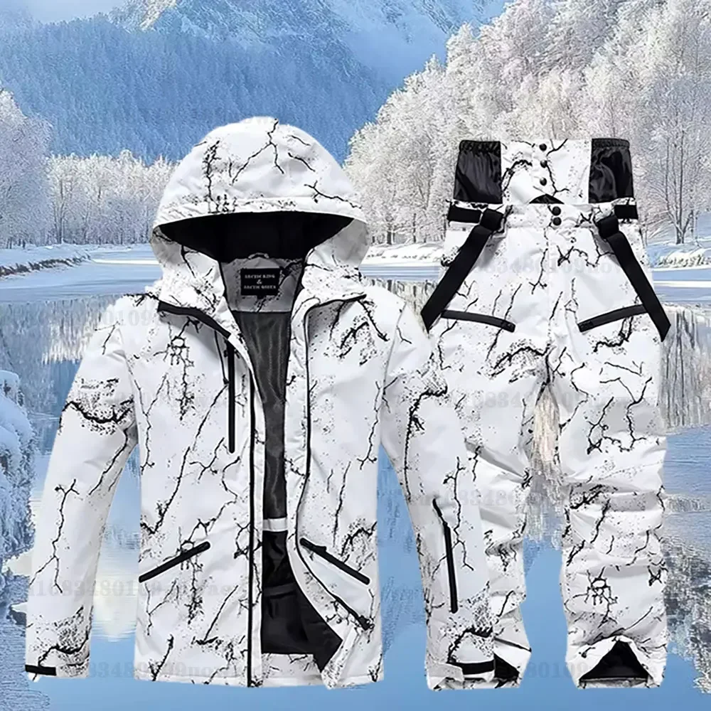 

Winter Snowboard Ski Suit Set -30℃ Cold Men/Women Double Board Hooded Skiing Ski Suit Waterproof Outdoor Skiing Jacket/Pant