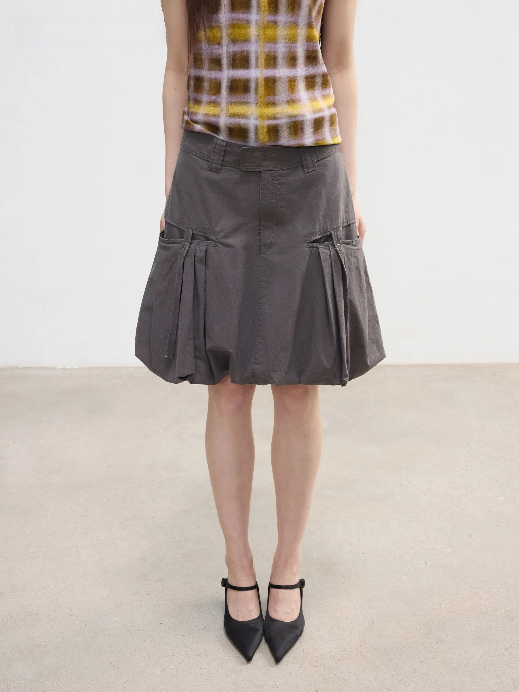 VERMO Washed Vintage Workwear Skirt 3D Floral Bud Silhouette A-Line Cotton  Skirt for Women in Their 20s And 30s