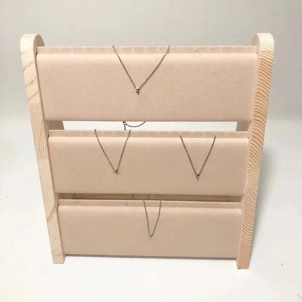 

New 3 Tier Jewelry Display Stand Bamboo Wooden Rectangle Jewelry Holder Jewelry Storage Tray Jewelry Storage