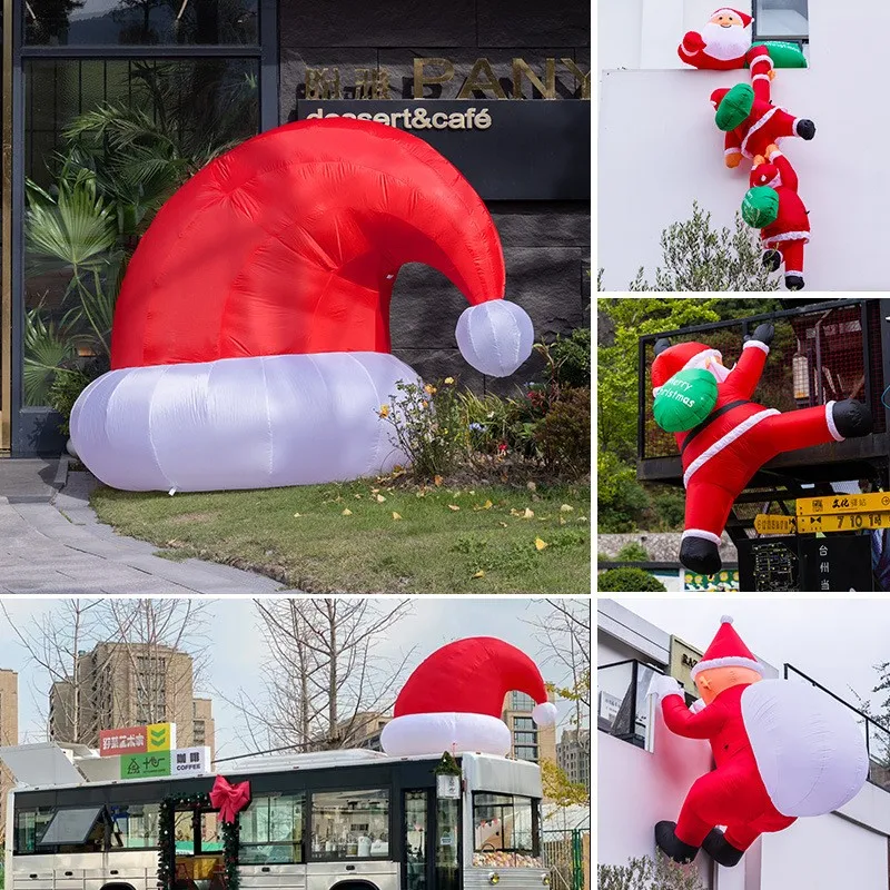 2m Christmas Decoration Air Model, Inflatable Santa Claus Handle, Christmas Hat, Shop, Roof Props, Led Lights For The New Year