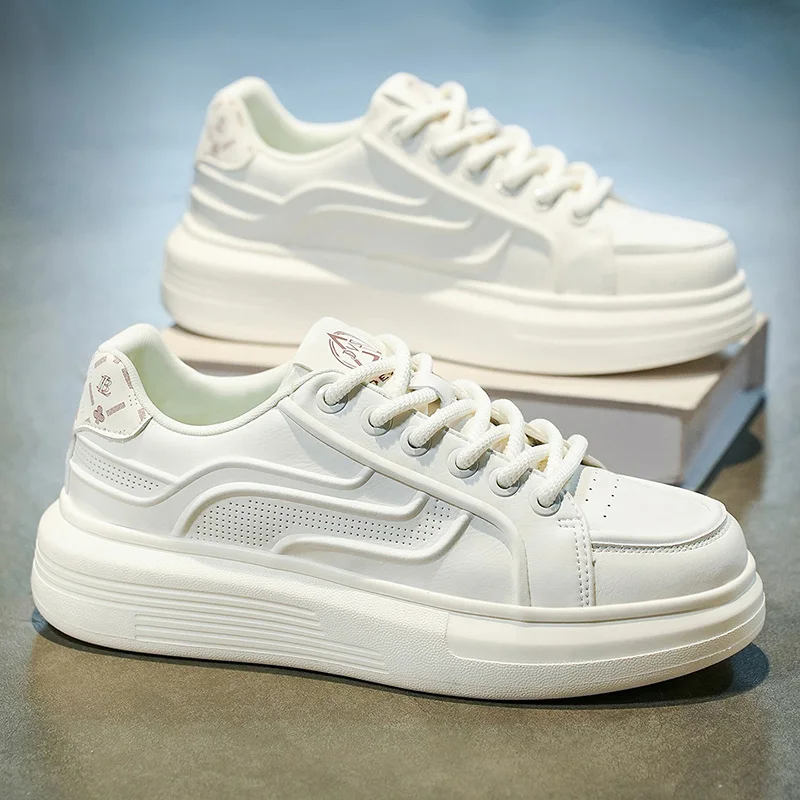 

Men's 2025 New Autumn White Sneakers & Chunky High-Top Casual Shoes – Lightweight, Height-Increasing & Comfortable