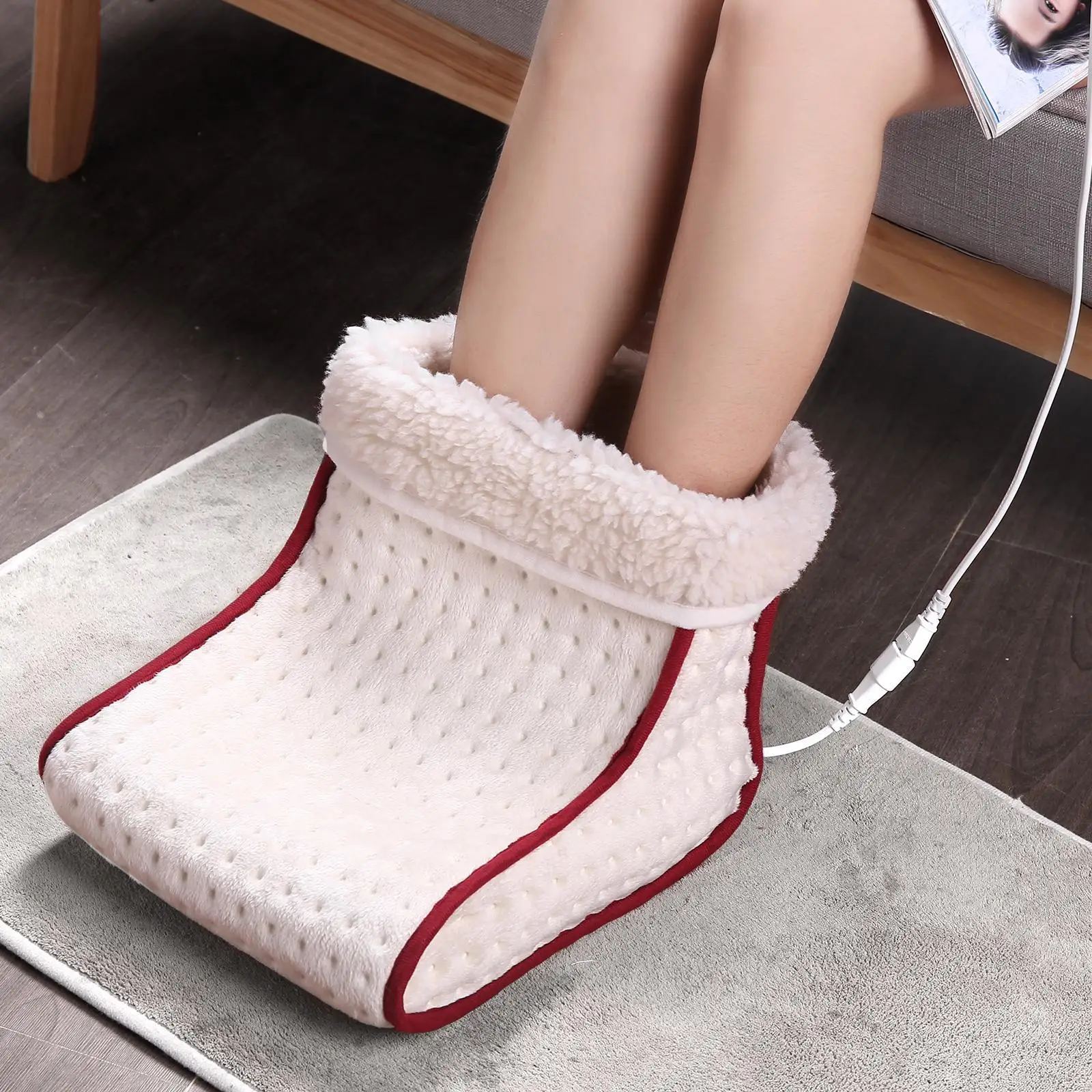 Electric foot warmer and remote control massager for women and