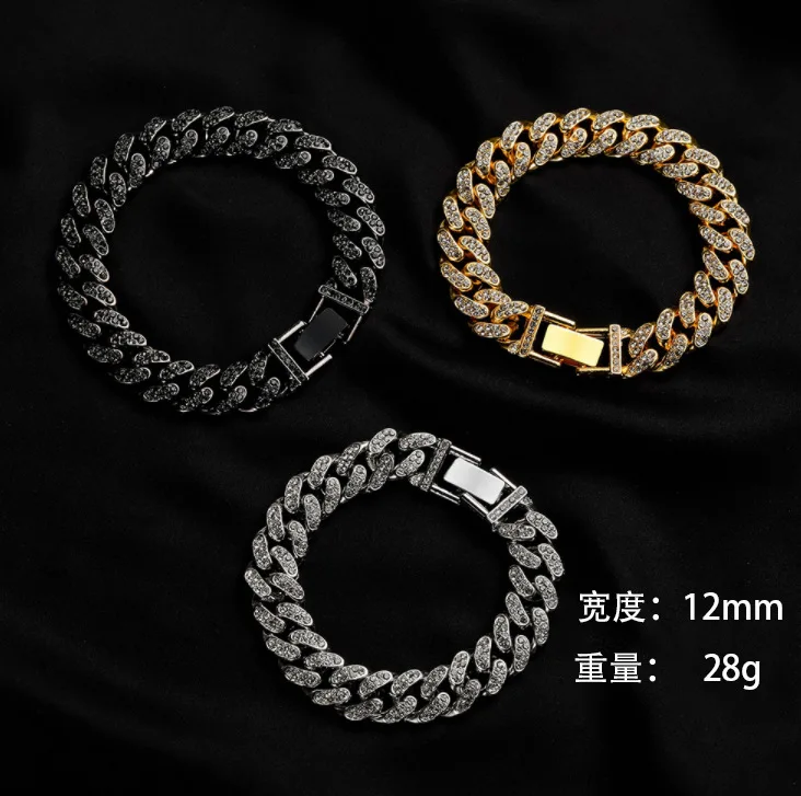 Cross-border hot-selling zircon necklace jewelry female original style couple trend hip-hop diamond-set Cuban thick chain male