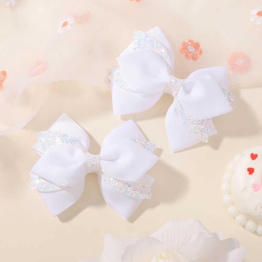 2 stks Nieuwe Pailletten Strikken Haarspeldjes Meisjes Kids glanzende Haarspeld Mode Hoofddeksels Hoofdtooi Kinderen Haaraccessoires Geschenken Groothandel