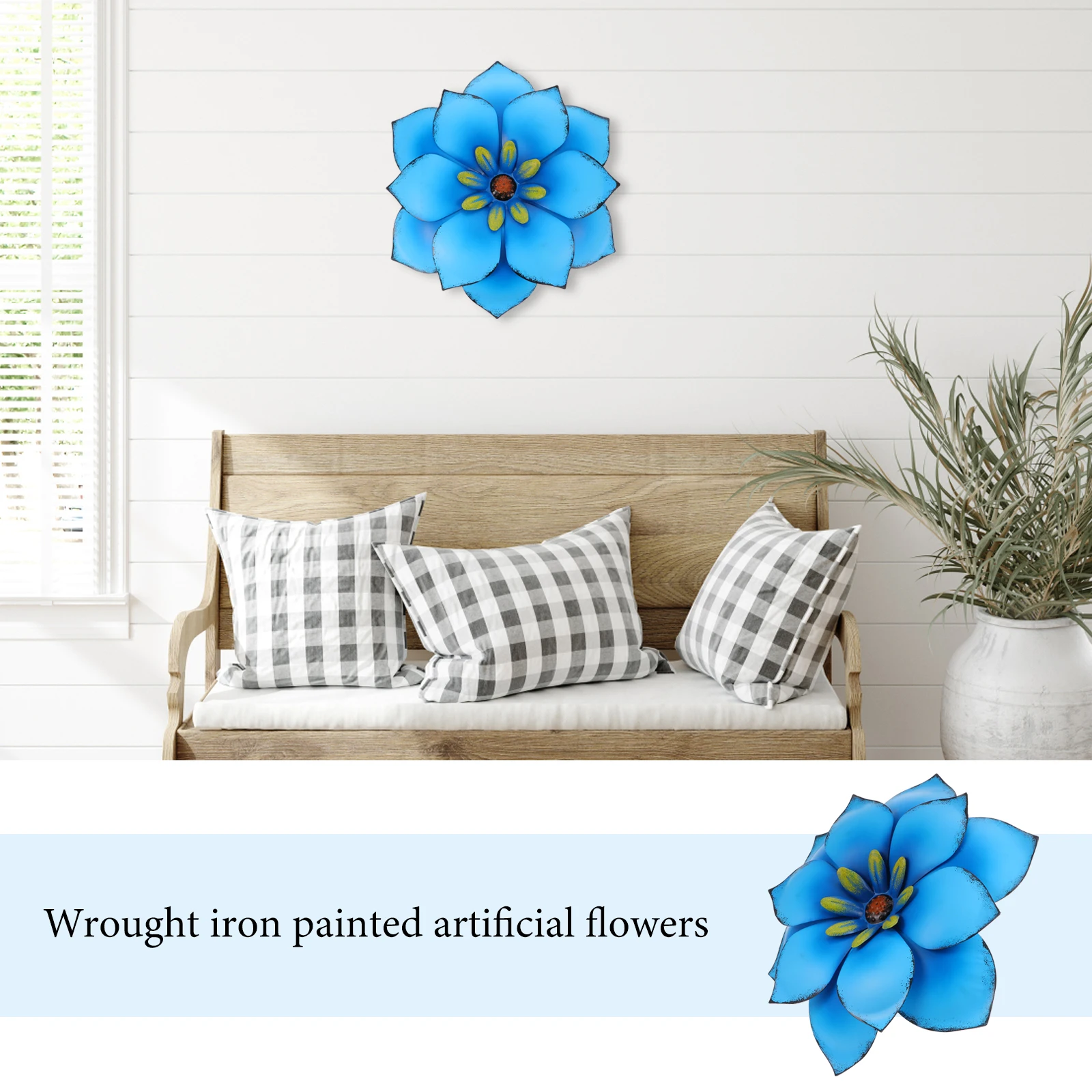 

Artificial Flower Pink Iron Wall 3D Metal Flowers Sculpture Bedroom Living Room Metal Flowers Wall Garden
