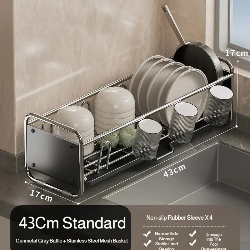 

Kitchen Sink Side Dish Rack, Multifunctional Drainage Holder for Bowls Plates Cups Chopsticks, Storage Organizer,for Kitchen Use