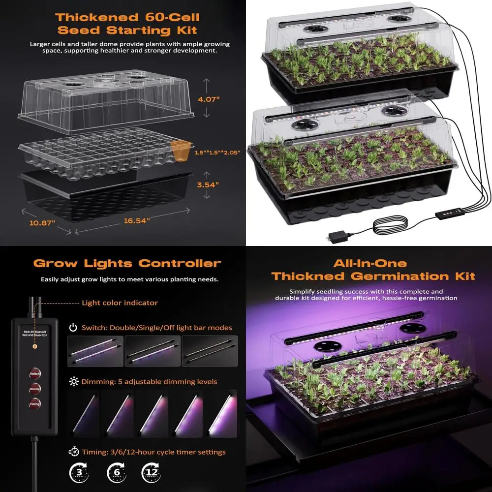 

Лоток для рассады на 120 ячеек с куполом и фитолампой, система для проращивания комнатных растений