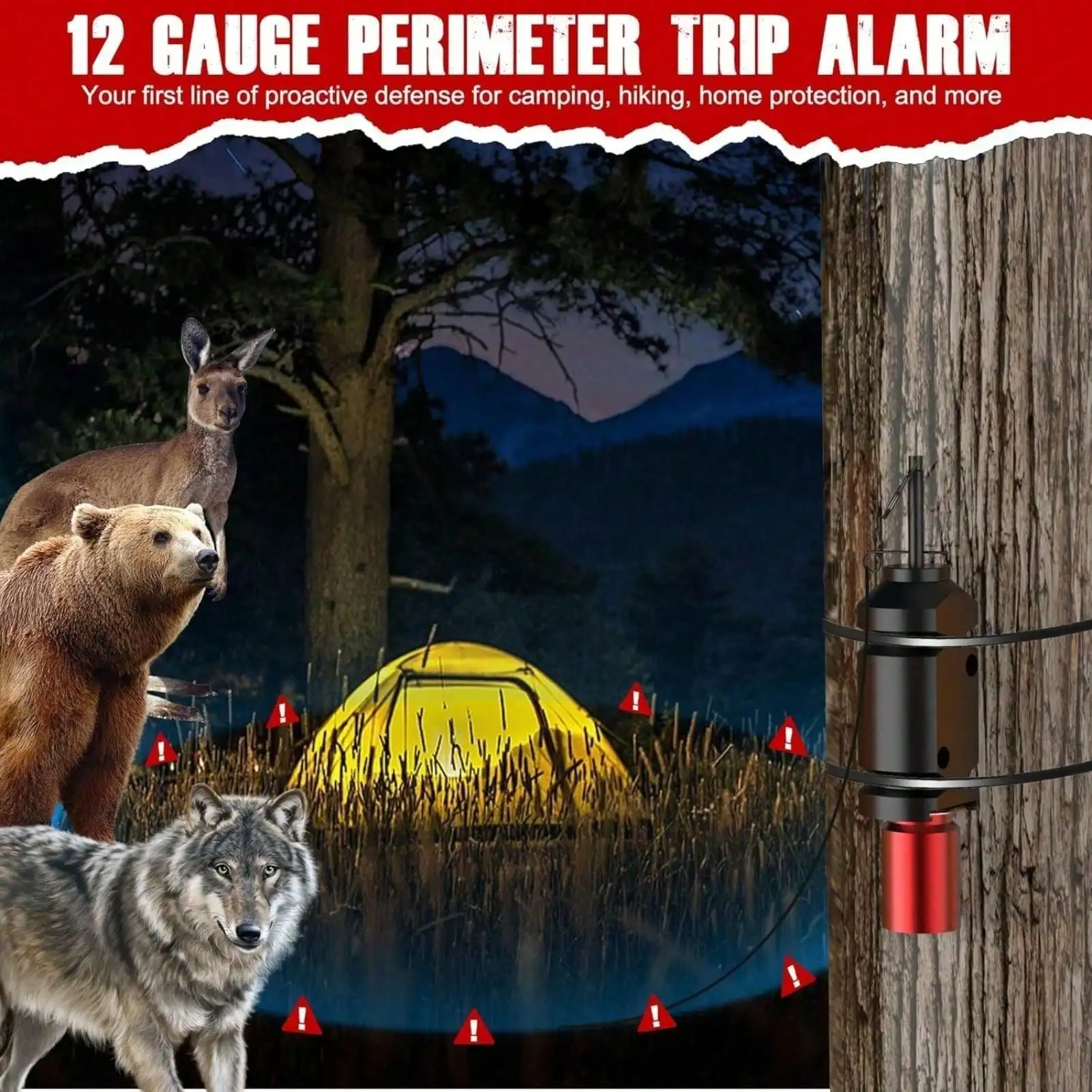 360 °   جهاز إنذار سلكي للرحلات – أمان محيطي للتخييم وآمن الممتلكات ​