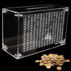 Transparent Acrylic Money Box With Counter Piggy Bank Handmade For Creative Children's Saving The Money Goal 5000