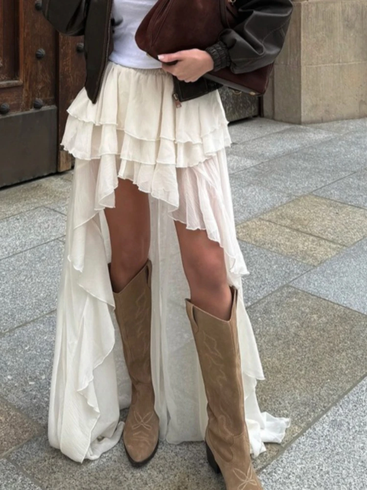 

Tossy Casual Irregular Skirt For Women Solid High Waist Loose Pleats See-Through Fashion Y2k Skirts Outfit Female 2025 Skirts