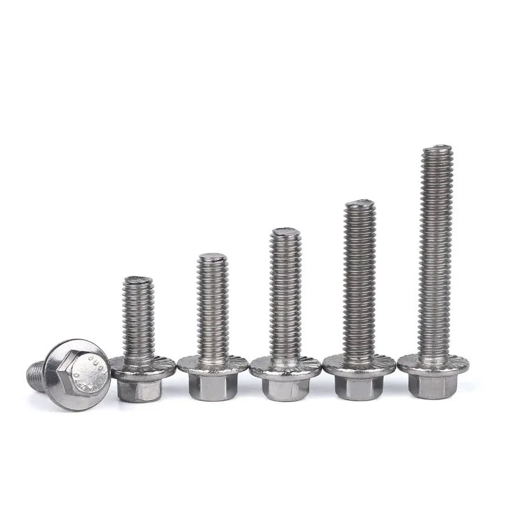 External Hex Washer Head Bolt M5 M6 M8 M10 M12 GB5789 304 A2-70 Stainless Steel Hexagon Head with Serrated Flange Cap Screw