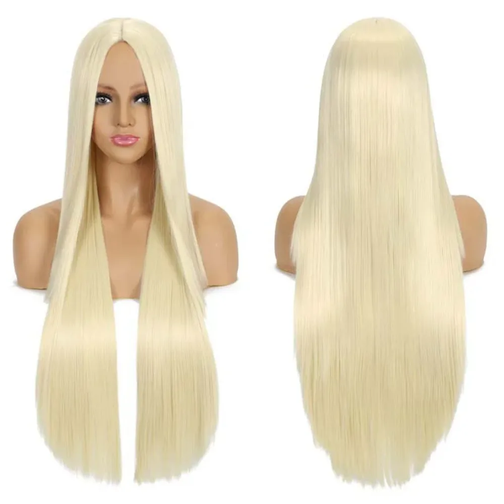 Synthetic Long Straight Wig 80cm Center Part Cosplay Costume Hair Heat Resistant Fiber Wigs Party Halloween Daily Use Anime Role image 5