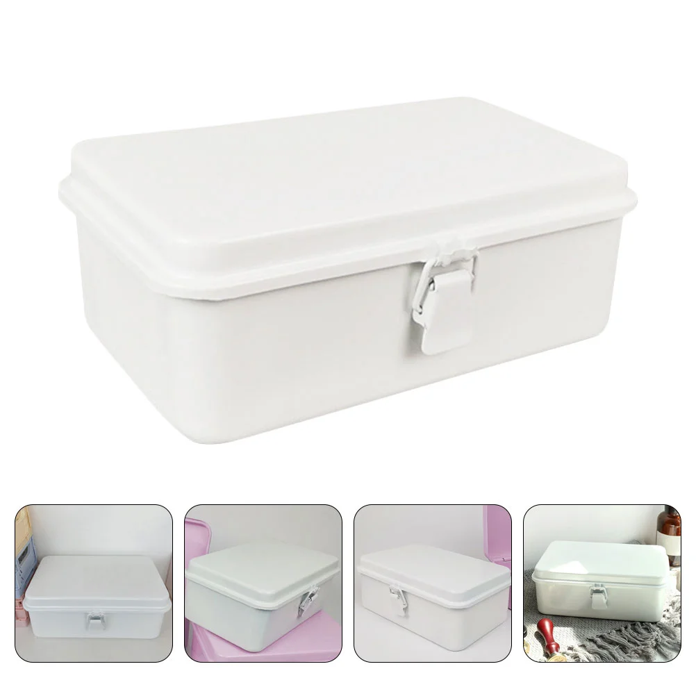 

Vintage Jewelry Box Toolbox Metal Chest Souvenir White Cold Rolled Steel Plate Boxes