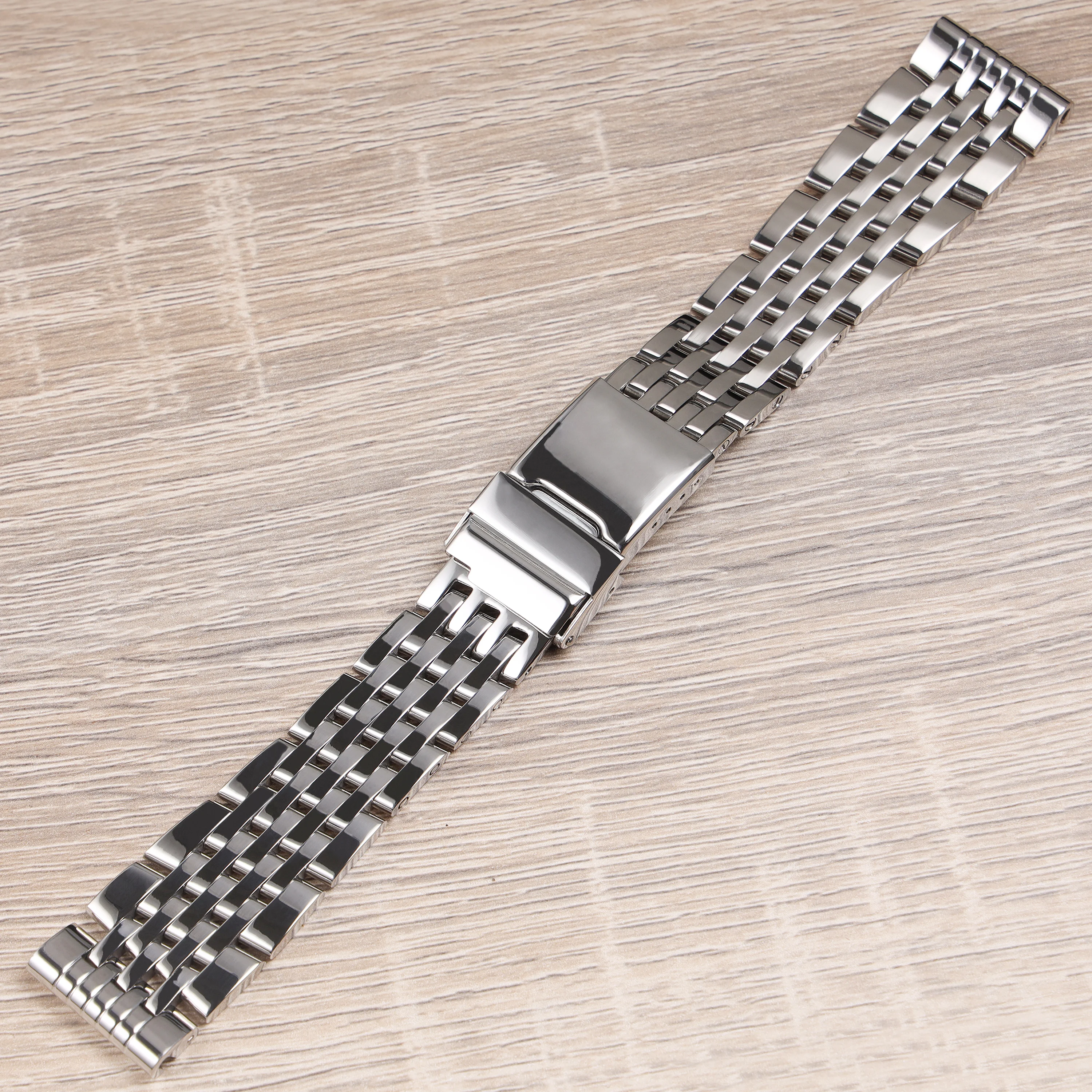 

For Breitling new straight end link 22 24mm Polished Silver Solid Stainless Steel Watchband Navitimer Avenger Strap Bracelet