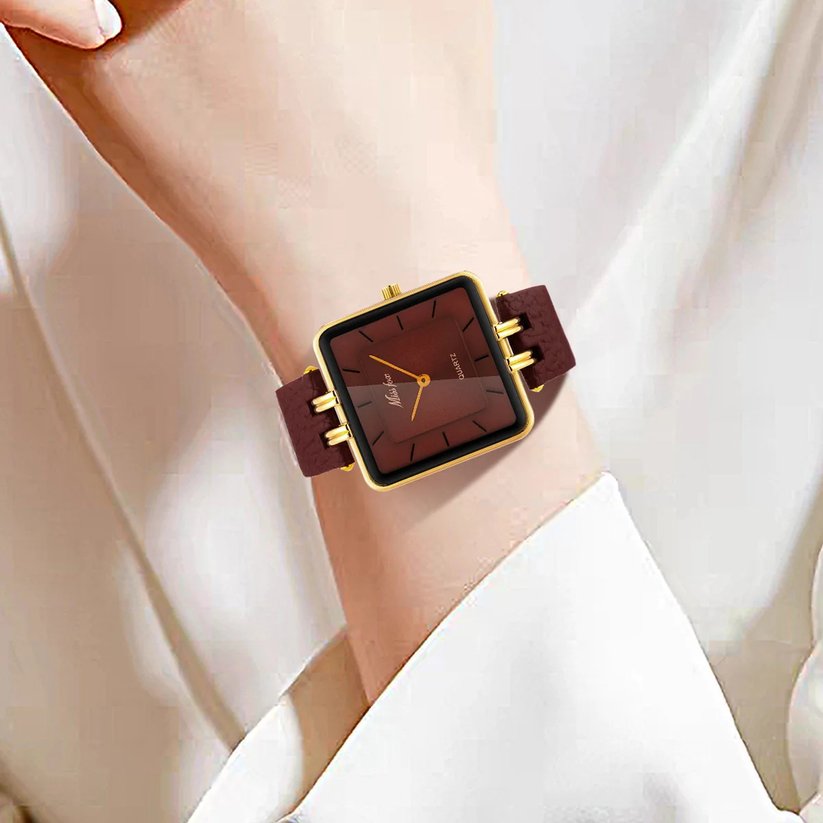 Reloj UTHAI para mujer, reloj de negocios ligero de marca de lujo de Oriente Medio, Simple, cuadrado, rojo, cinturón resistente al agua, relojes de cuarzo a la moda para mujer