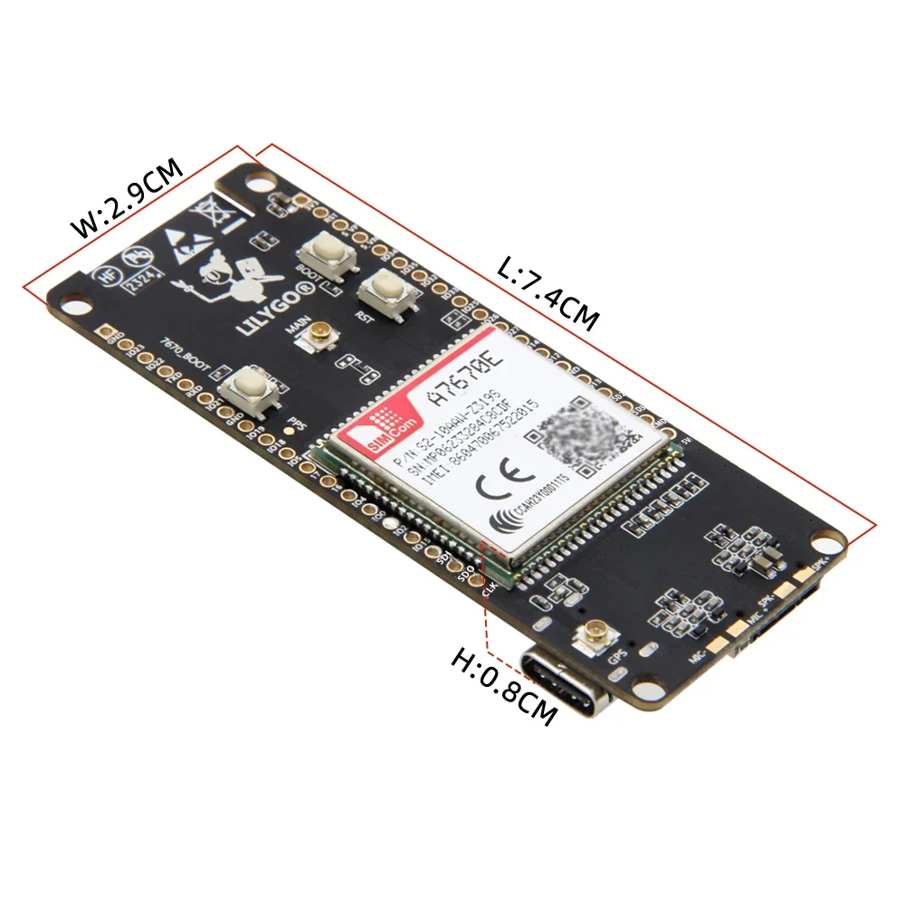 Imagem -03 - Módulo Gsm Integrado com Receptor Gps Esp32-wrover Wi-fi bt Simcom A7670e 4g 2g Lte Cat1