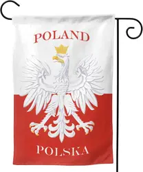 Polish Flag Poland Polska Garden Flag Yard House Flags 12 x 18 Inch, Double Sided Seasonal Holiday Flag Vertical Large Sign Bann