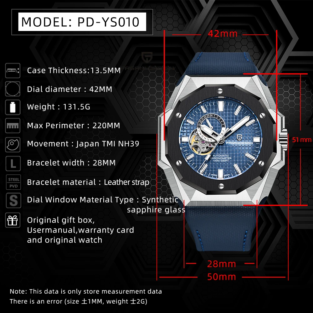 2023 PAGANI DESIGN Men Automatic Watch 42MM Dial NH39 High Quality Mechanical Movement Sapphire Glass 100M Waterproof Wristwatch