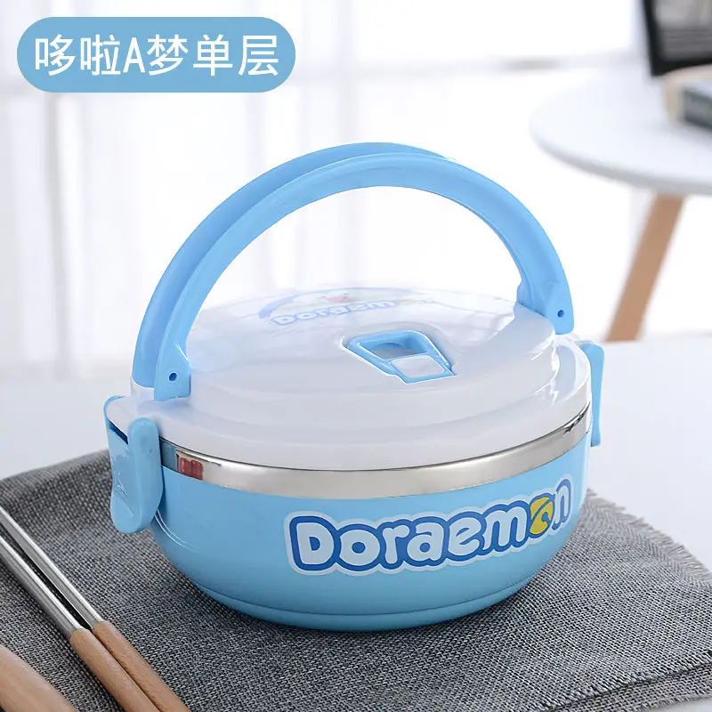 صندوق غداء من الفولاذ المقاوم للصدأ ثنائي الأبعاد من Doraemon Anime مناسب للعمل صندوق وجبات مقصورة مع وعاء ومجموعة ملعقة #5