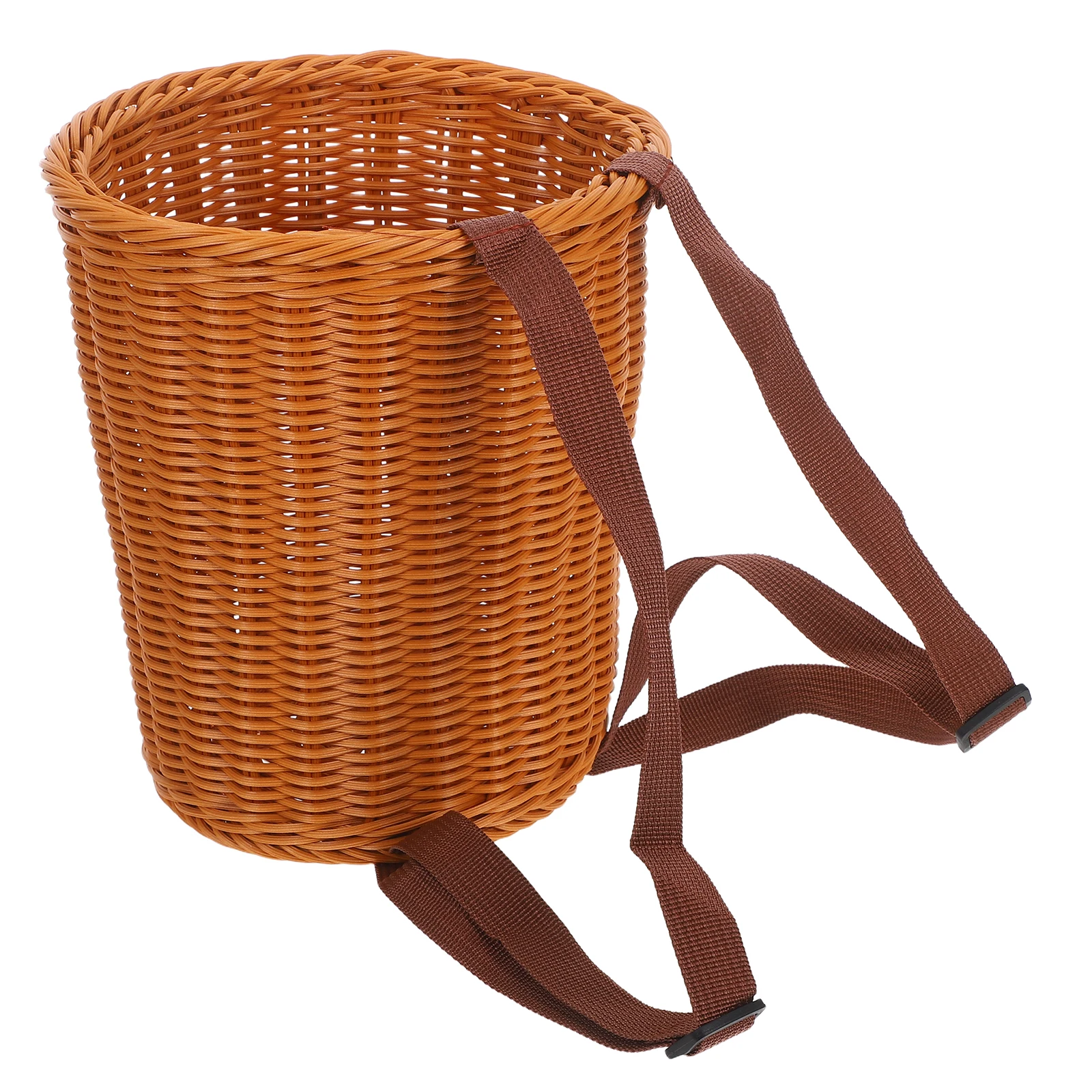 

Picnic Basket Handmade Pp Woven Backpack With Shoulder Straps For Outdoor Camping Fruit Harvesting Garden Tea Picking