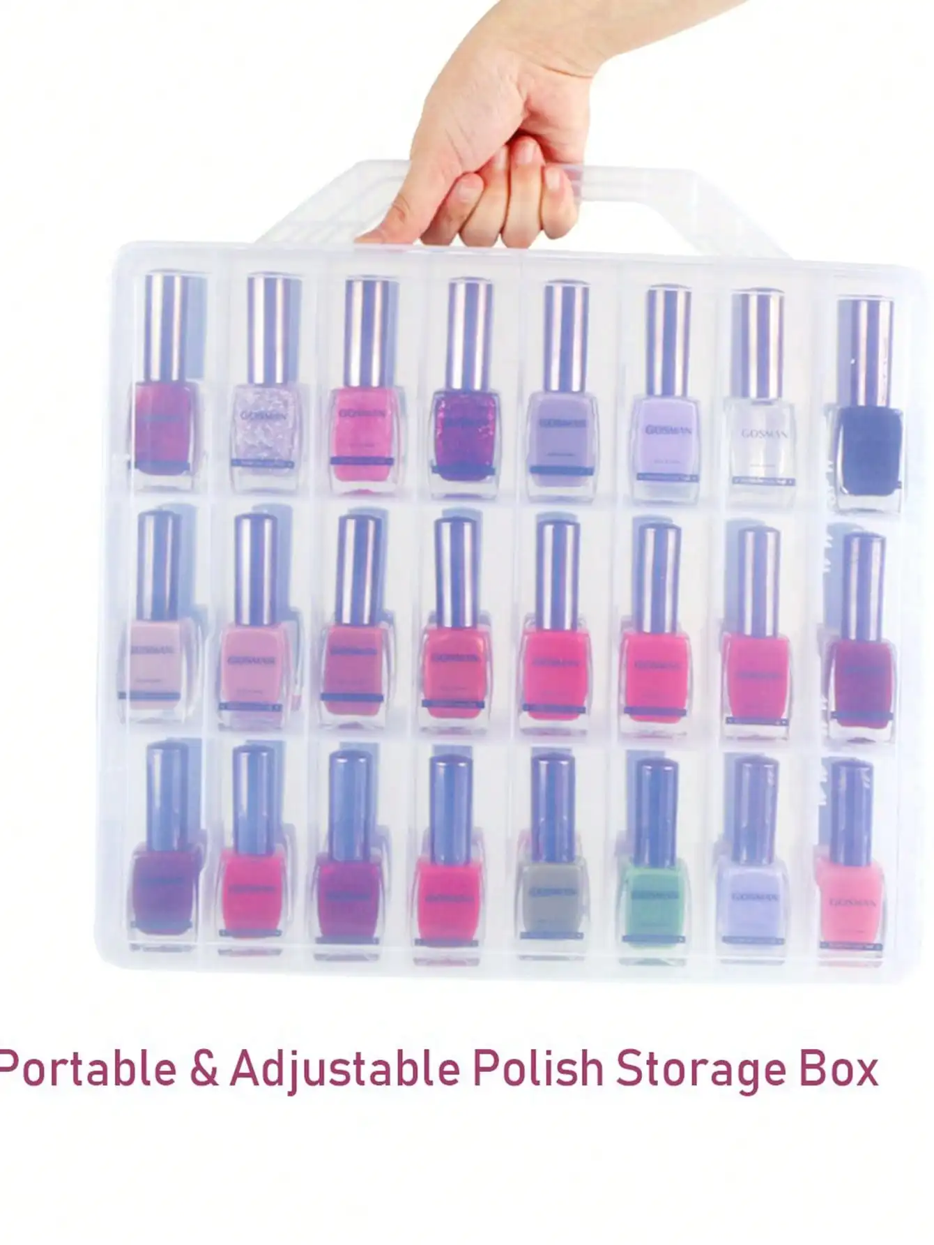 Universal Nail Polish Holder Organizer for 48 Bottles Adjustable Dividers Space Saver