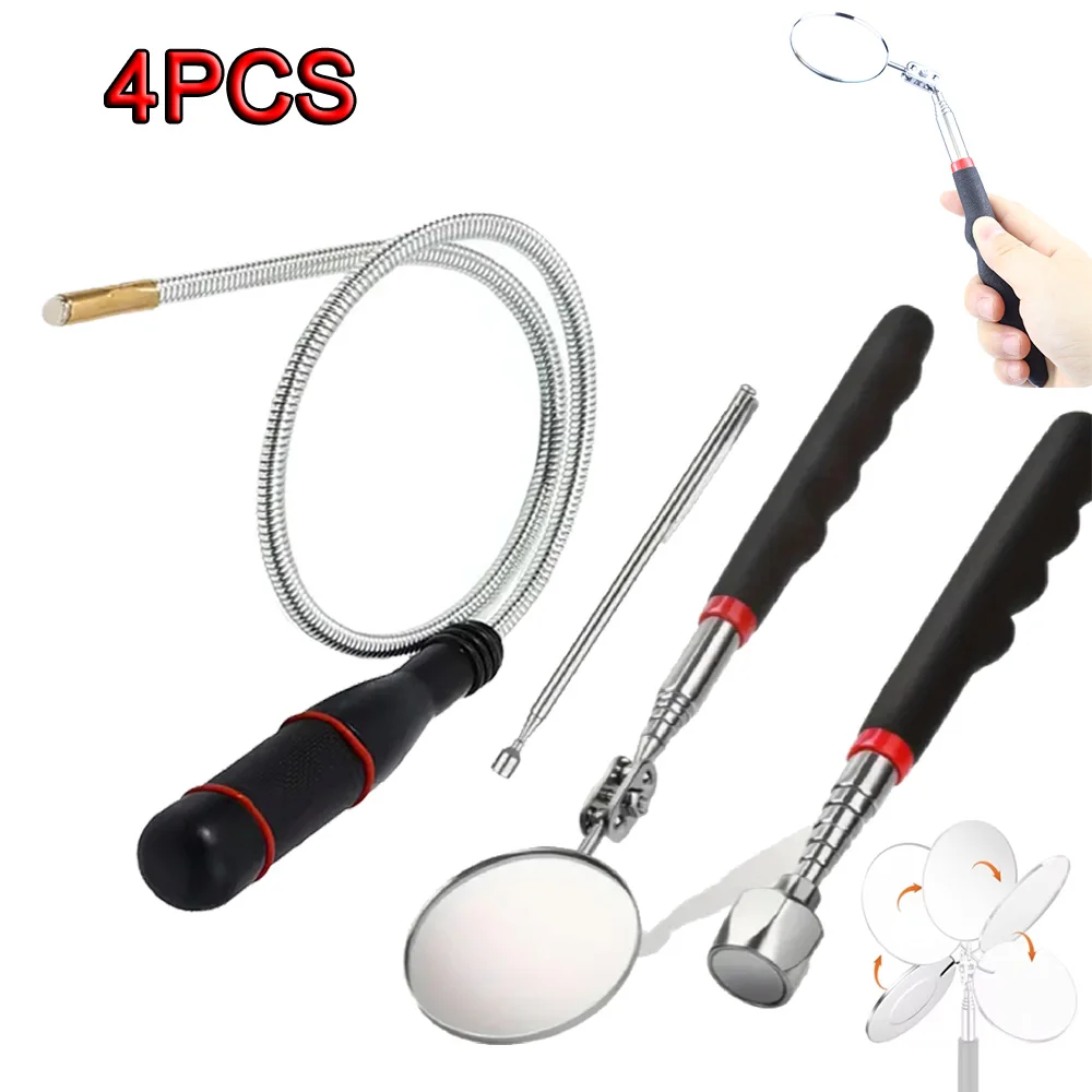 

4Pcs Automobile Chassis Telescoping and Portable Telescoping Magnetic Pick Up Tool Car Repair Detection Tools