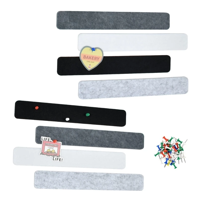 8 Stuks Bulletin Board Strips met 30 Pushpins Vilten Prikbord Bar Strips voor Kantoorpersoneel Studenten en Huisvrouwen 25UB