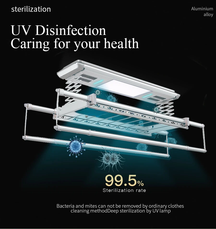 ราวแขวนผ้าสำหรับซักรีดพร้อม UV ราวตากผ้าราวตากติดผนัง