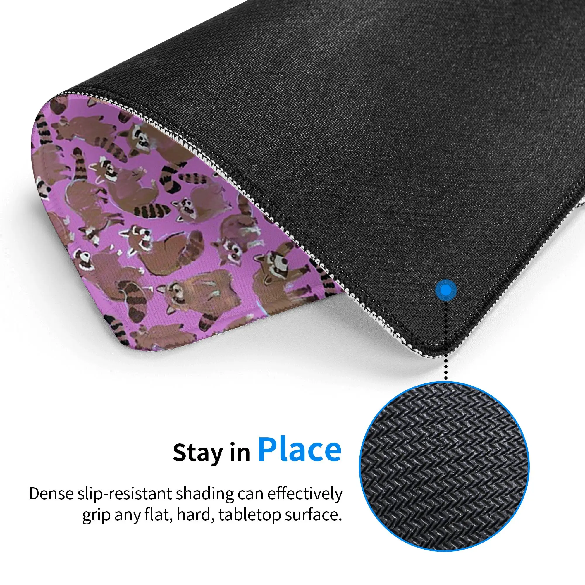 Cute Cartoon Raccoon Pattern Mouse Pad Computer Keyboard Mouse Mat Gaming PC Laptop Desk Mat Office Table Mats