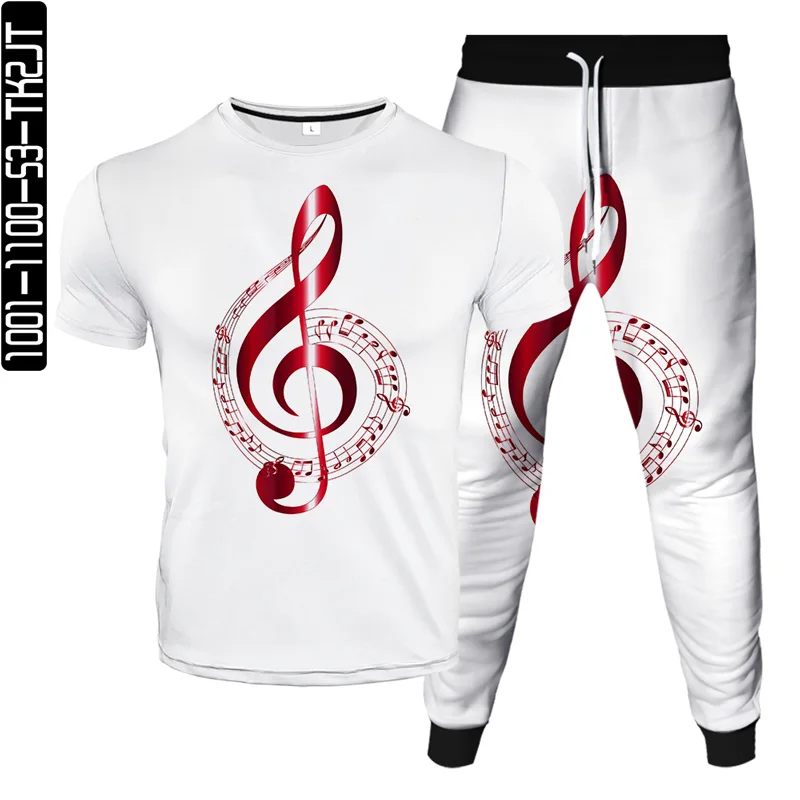 Musik symbol Klavier Violine Muster druck Männer Frauen Sommer Mode Trainings anzug T-Shirt Hosen Set lässig Outdoor-Anzug Größe S-6XL