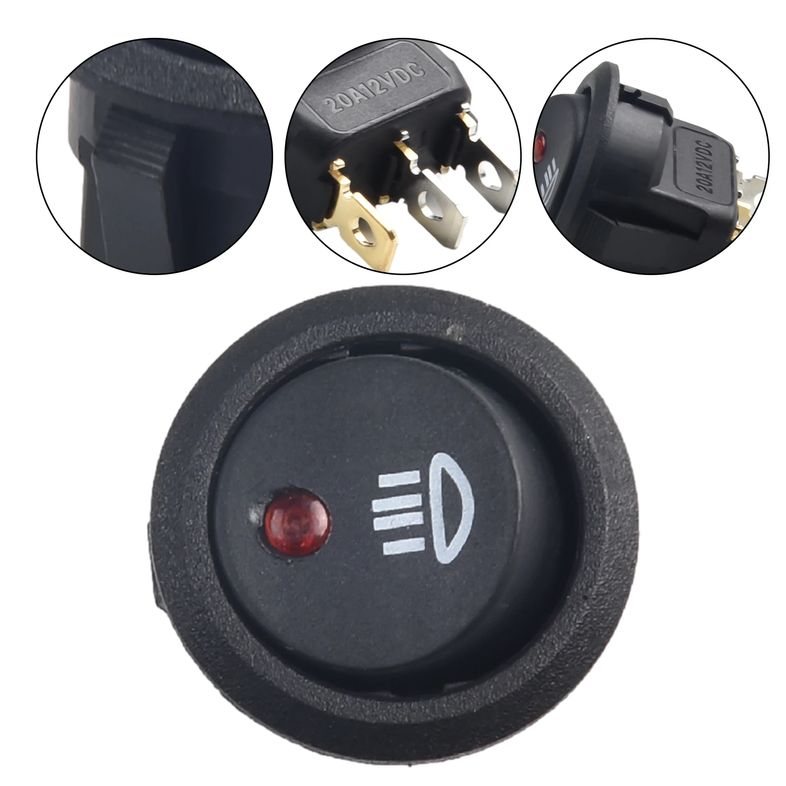 Set Fog Light Switch Van Accessories Car Replacement Spare Easy Installation 20A Red Light 23x23mm ABS Plastic