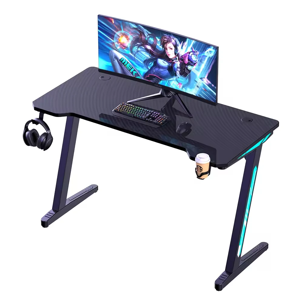 Z Shape Gaming Desk 47 in Computer Gaming Desk Home Office Space Saving Workstation Table Perfect for Men's Playing and Working