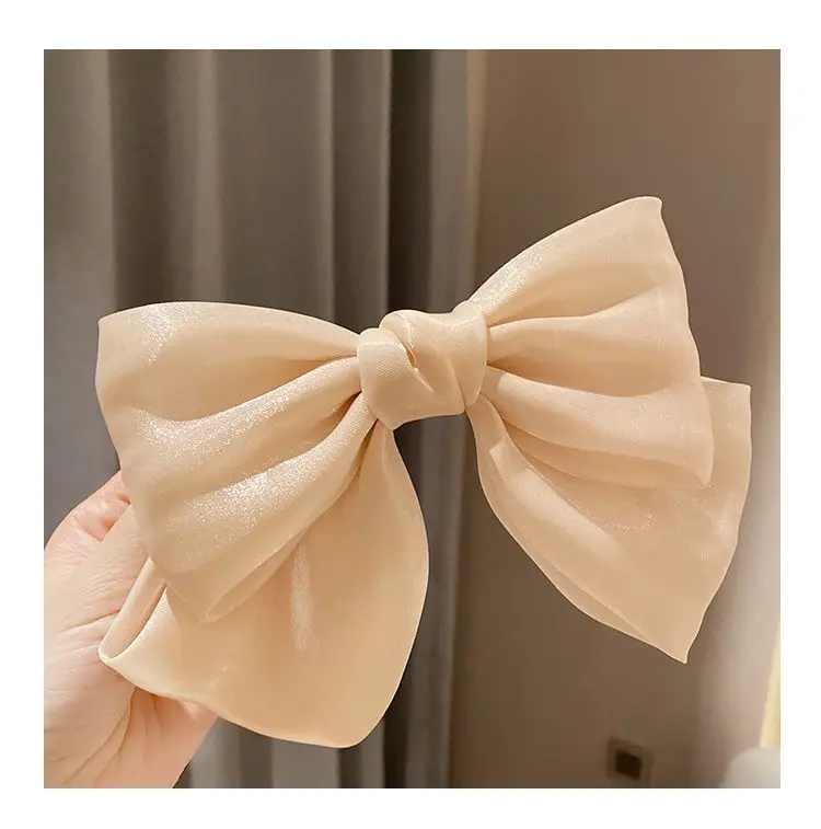 Korean Fashion Fabric Yarn Large Bow Hairpins for Women Girls Elegant Bow Tie Hairgrip Vintage Hair Clip Hair Accessories