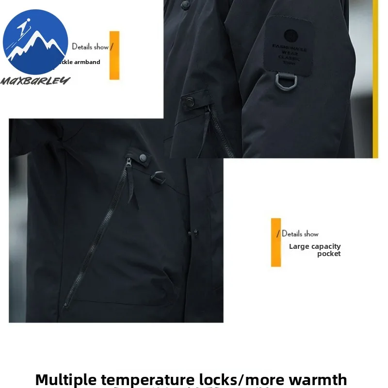 COMXZ 2025 Winter Jacket Men Fashion Casual Thick Thermal Windproof Cotton Padded Jacket Outdoor Hiking Snow Warm Hooded Parka