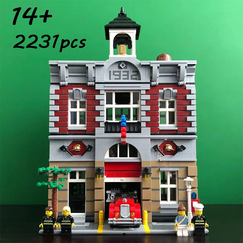 10197 متوافق مع المباني للحماية من الحرائق في المدينة، ومنظار الشارع على الطراز القديم، ومكعبات البناء الصغيرة للأطفال، وألعاب البناء، #1