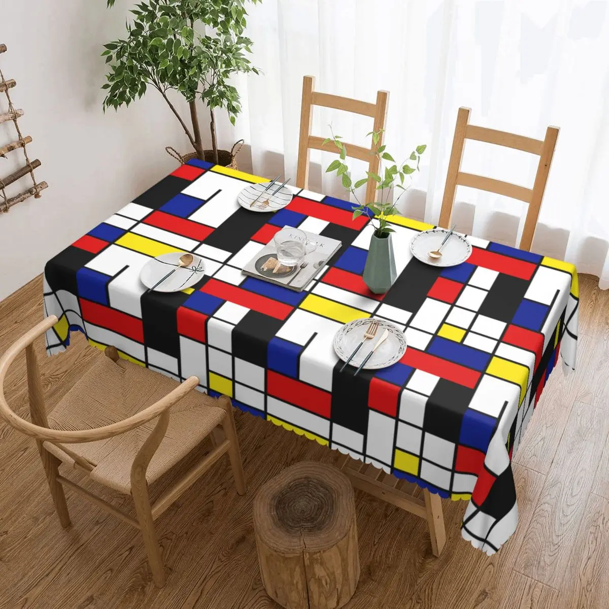 

Rectangular Tablecloth Tablecloth Fit 40"-44" Table Cloth Geometric Modern Table Covers