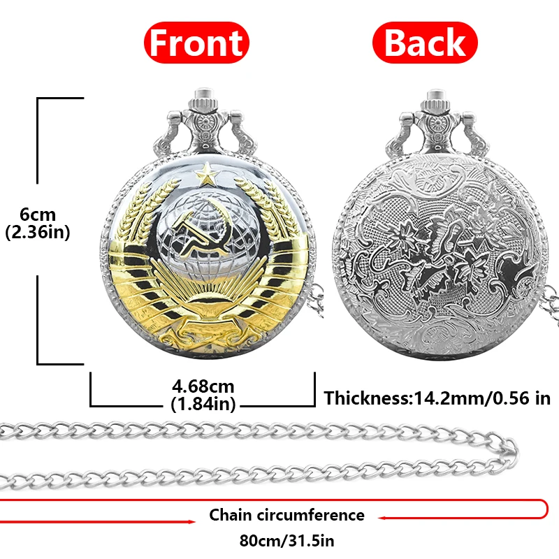 Retro Charm Neutral Fashion Soviet CCCP Quartz Steampunk Pocket Watch Men's and Women's Necklace Pendant Gift