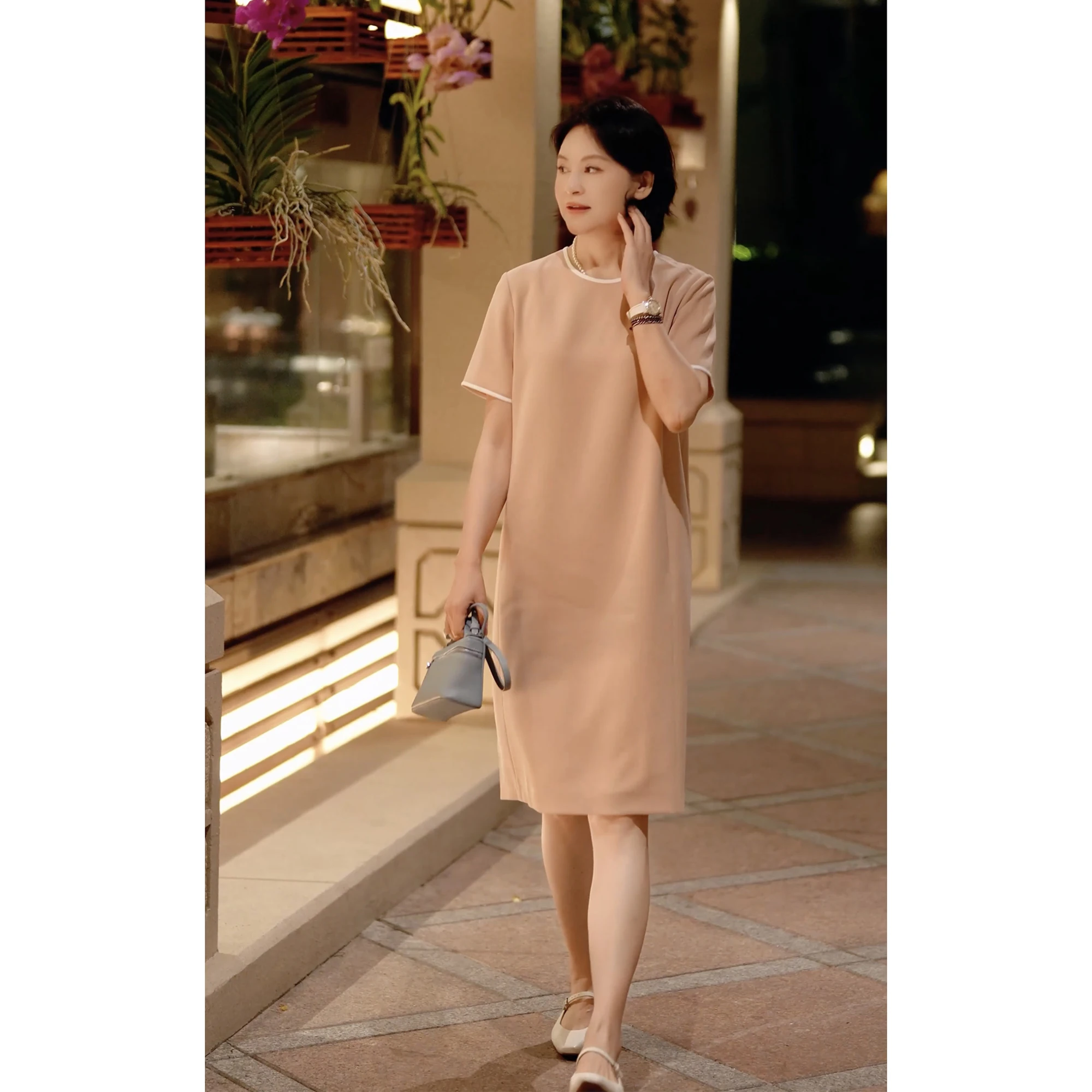 

High Densi Twisted Esthete Bead Spring H Dr Lightweight Ceremony Casual Sle Polyester Fiber A-Line Skirt ort Sve