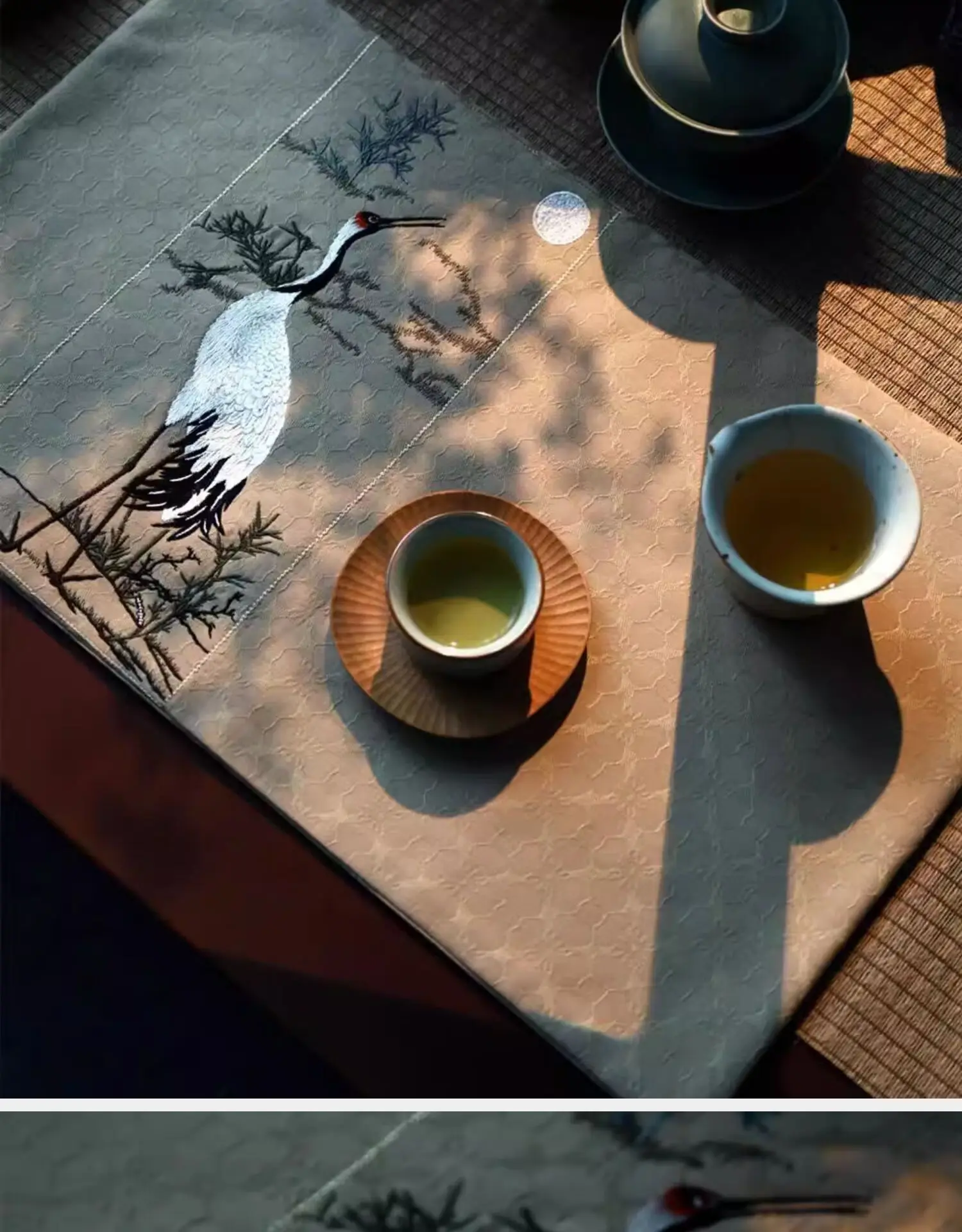 طراز Wasabi طباعة تذوق الشاي مضادة للحرق تقليد ماء مالح طاولة صغيرة العلم المطبوع حصيرة الشاي النسيج الجدول العلم ماصة