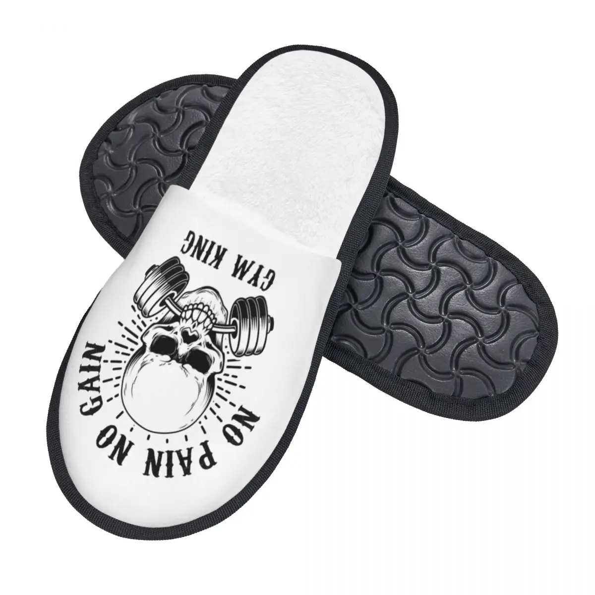 Custom No Pain No Gain Memory Foam Slippers Women Cozy Warm Bodybuilding Fitness Gym House Slippers