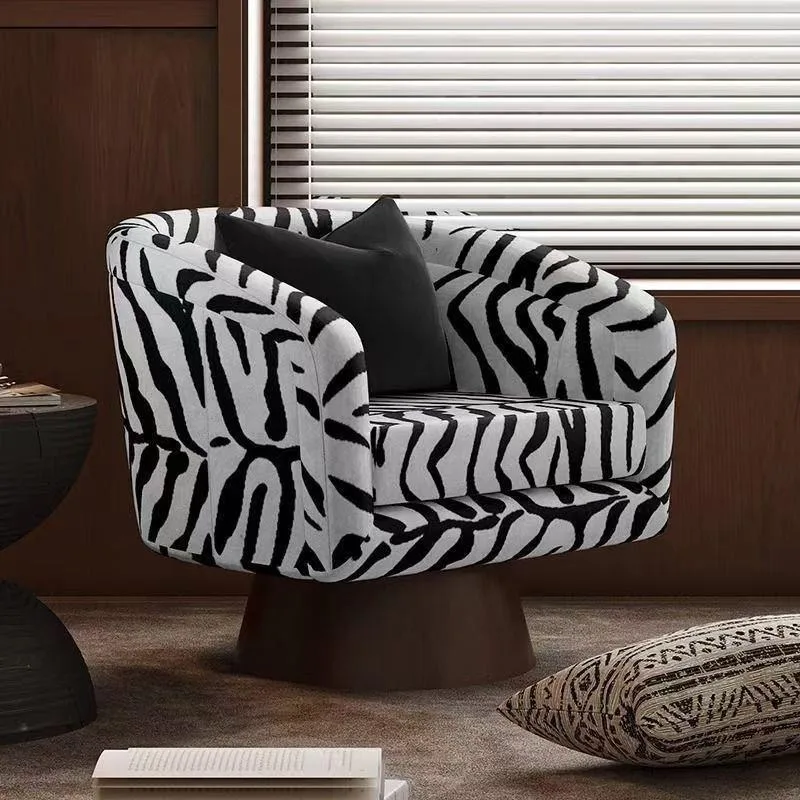 Medieval tiger pattern fabric casual single sofa chair niche designer living room balcony