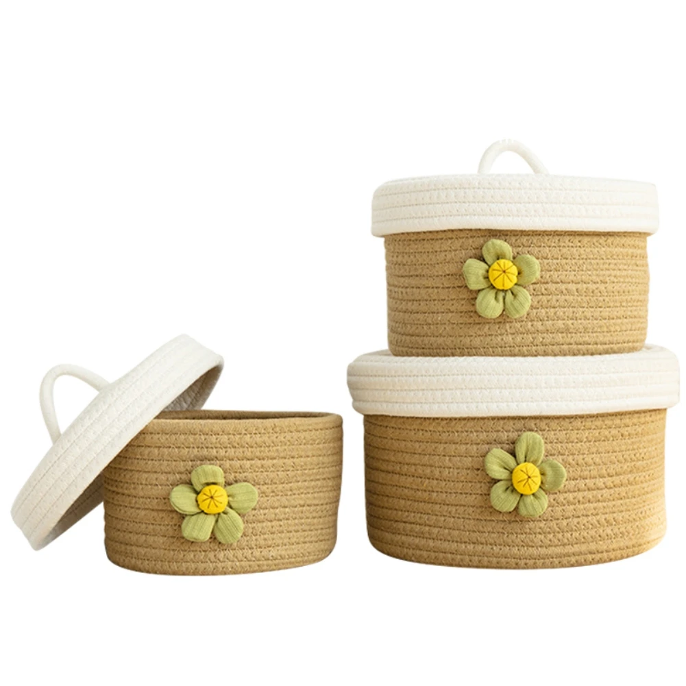 With Lids Durable Various  Beautiful Natural Cotton Rope Lidded Baskets Appropriate High-quality Decorative Baskets