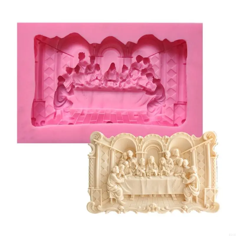 

R9JE The Last Supper Photo Frame Listing Mold for Epoxy Resin Crafts for DIY Crafts