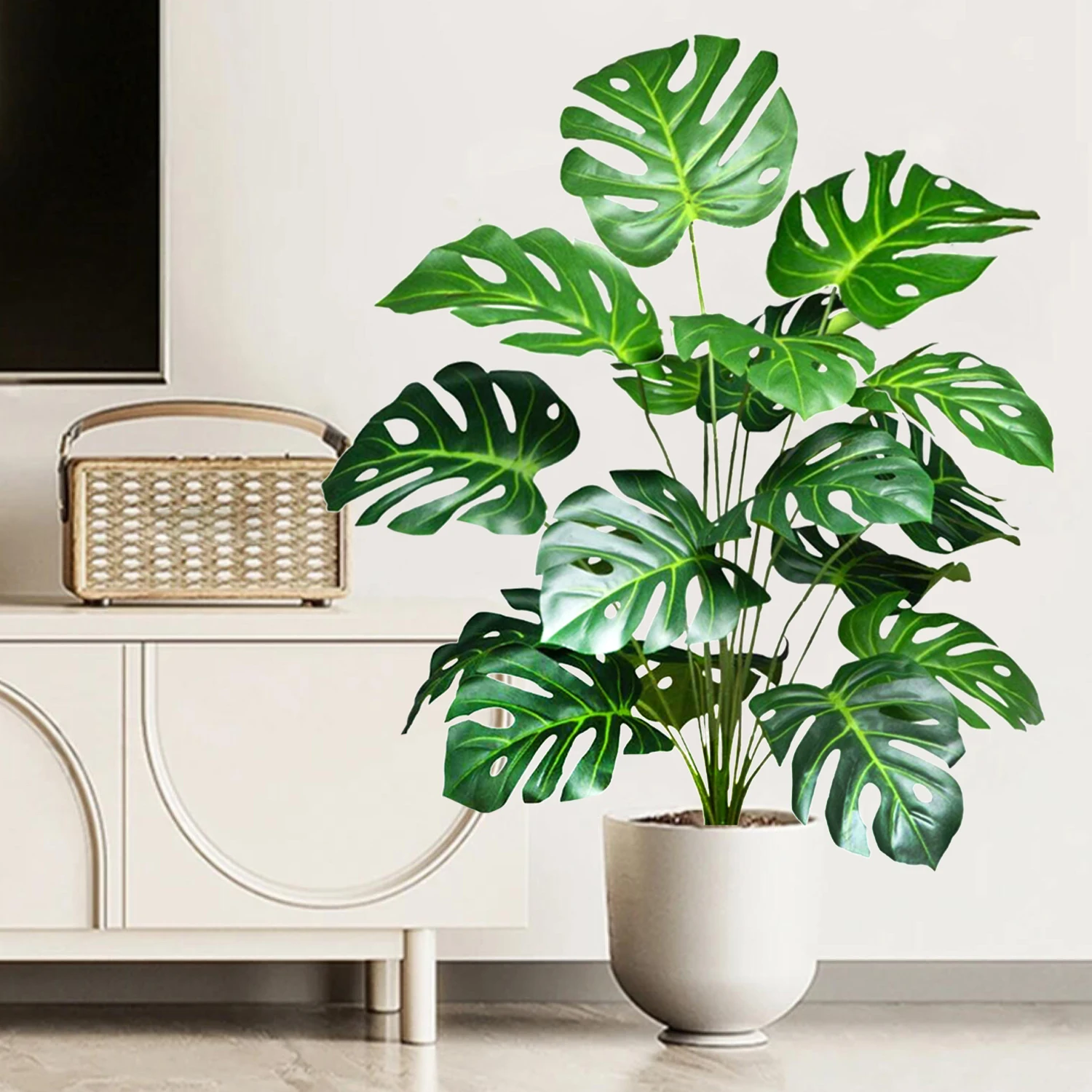 52-100cm(39.4in)  Artificial Monstera Plant Fake Palm Tree Plastic Turtle Leaf Green Plant for Home Garden Room Office Decor