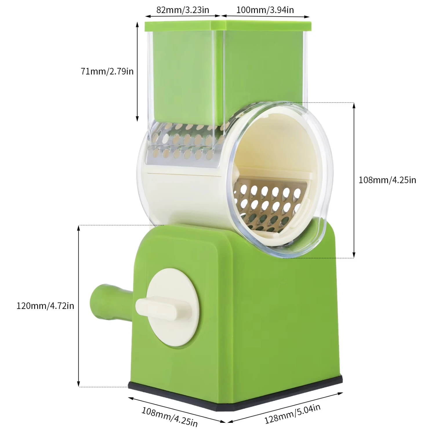 手動チーズおろし器,野菜スライサー,ハンドル付きシュレッダー,強力な吸引ベース,3つの交換可能なブレード,3 in 1