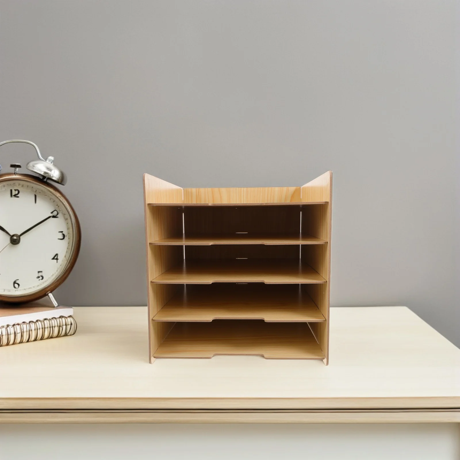 Multi-Layer Wooden File Organizer Stable Desk Document Sorter Office Supply Envelope Paper Organizer for School Home Office