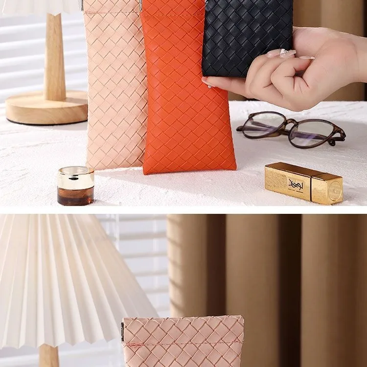 PU Leather glasses bag women\'s portable storage bag simple portable anti-pressure protective cover sun eye myopia bag