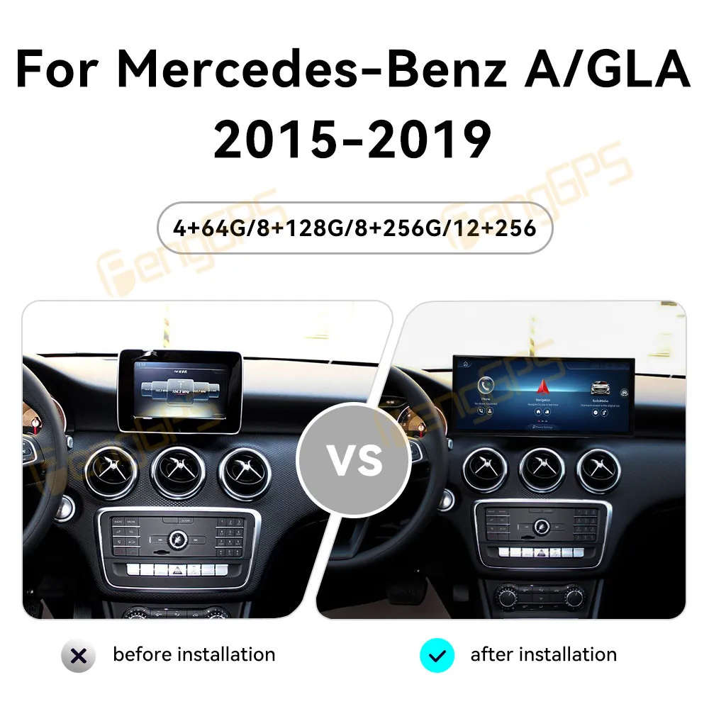 

15,8-дюймовый Android 14 CarPlay автомобильный радиоприемник для Mercedes-Benz A GLA X156 2015-2019, мультимедийный плеер с сенсорным экраном, GPS-навигация, головное устройство